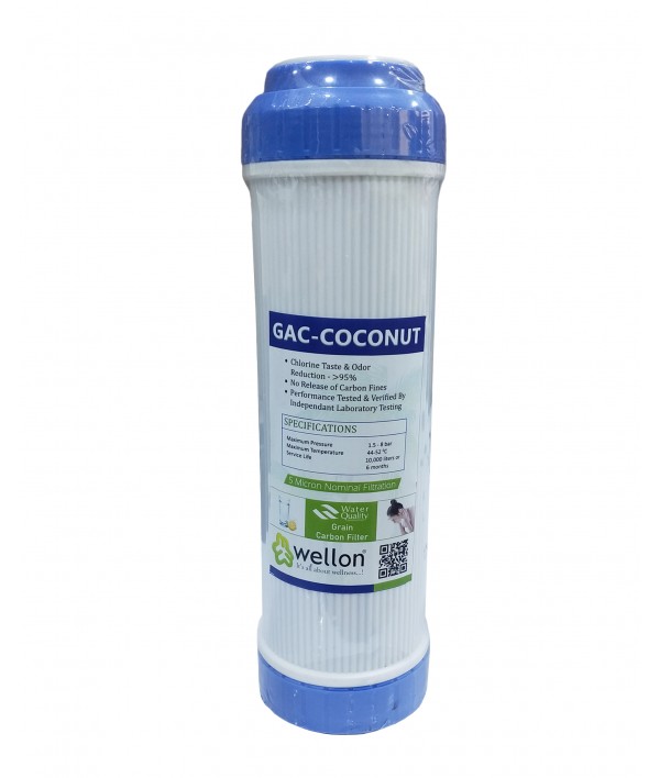 Wellon Openable 10" UDF GAC with High Lodine Coconut Activated Carbon Suitable for All Types of Water Purifier